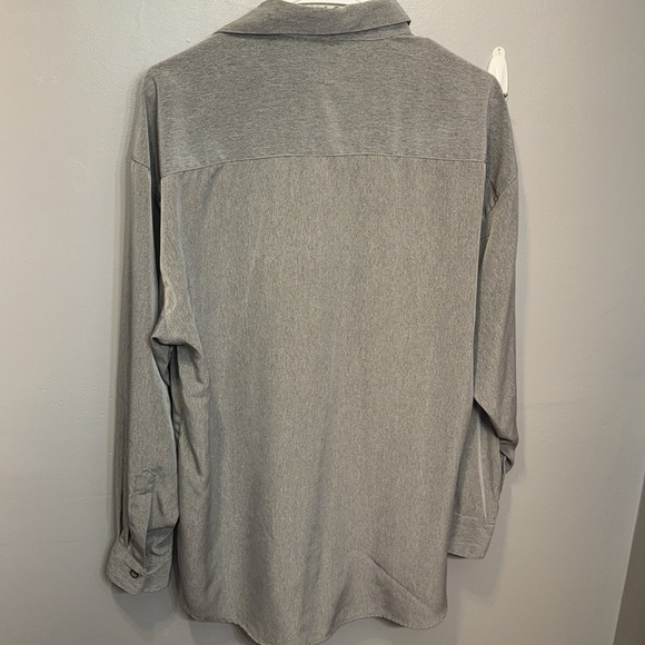 ELLIOTT Men’s Gray Button-Up Long Sleeve Collar Shirt Med 15-15.5 100% Polyester - Picture 5 of 16
